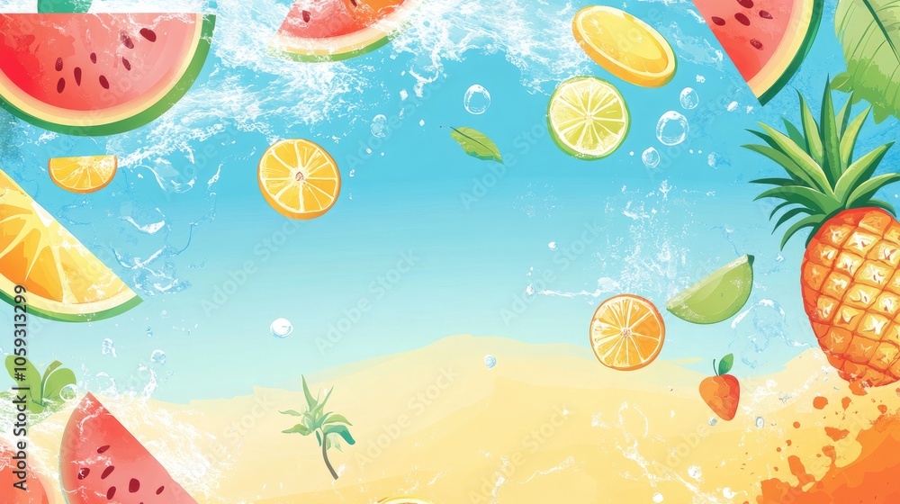 Summer Citrus Medley: Bright Lemons and Limes Dancing in Bubbly Water Summer Citrus Medley: Bright Lemons and Limes Dancing in Bubbly Water