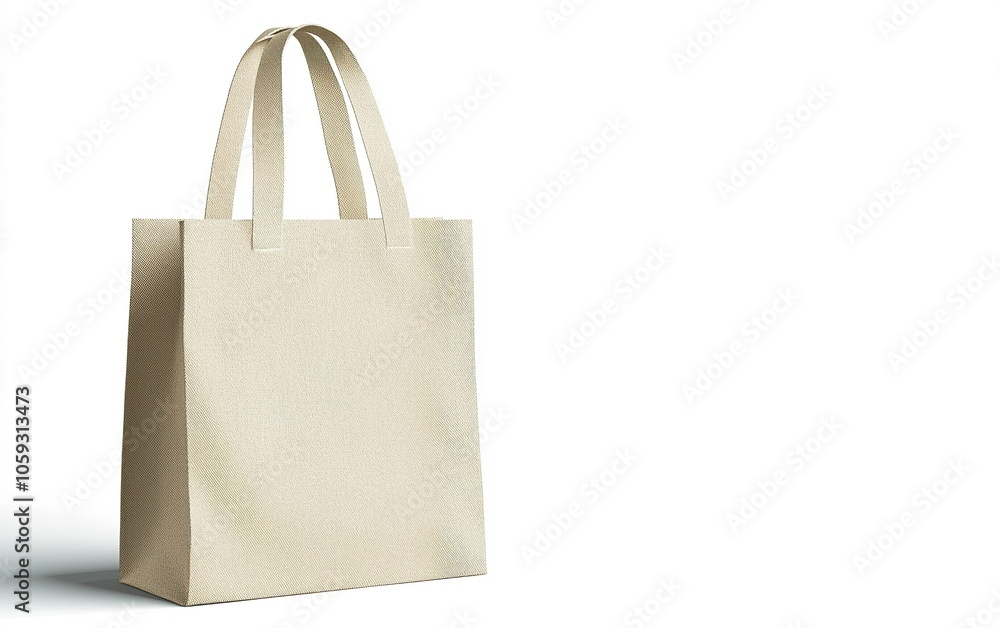 Simple beige tote bag standing upright on a white surface, showcasing a minimalist design suitable for various uses and occasions Simple beige tote bag standing upright on a white surface, showcasing a minimalist design suitable for various uses and occasions