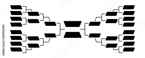 Black tournament chart structure in minimalistic style. Sport leadership bracket. Versus frame for competition.