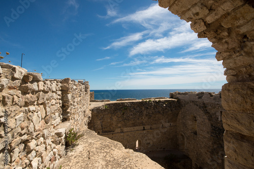 Saint Honnorat fortified monastery at Lerins Abbey, Cannes, France photo