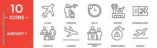 Airport Travel and Services Icons