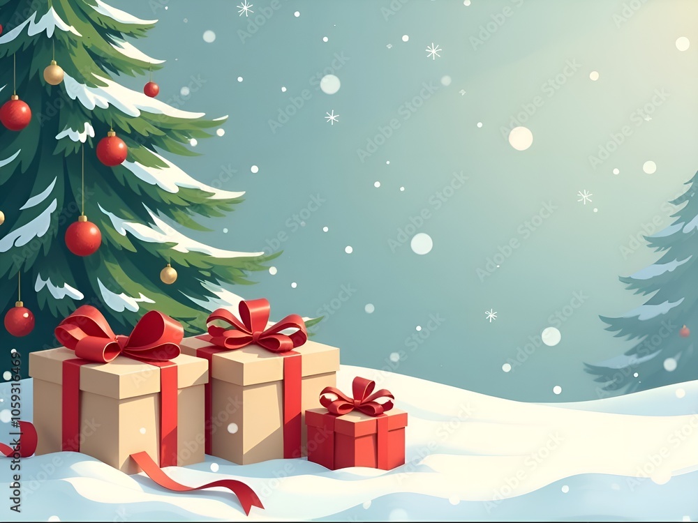 Obraz premium Christmas tree with gifts