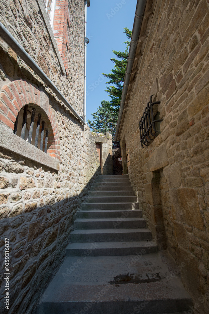 Fototapeta premium Alley in Mont Saint Michel, France