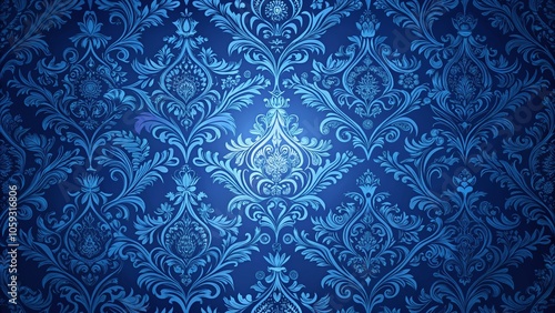 Elegant Blue Wallpaper Pattern for Night Photography - Textile Fabric Background Design, Seamless Vector Art, Ideal for Interior Decor, Textiles, and Digital Designs