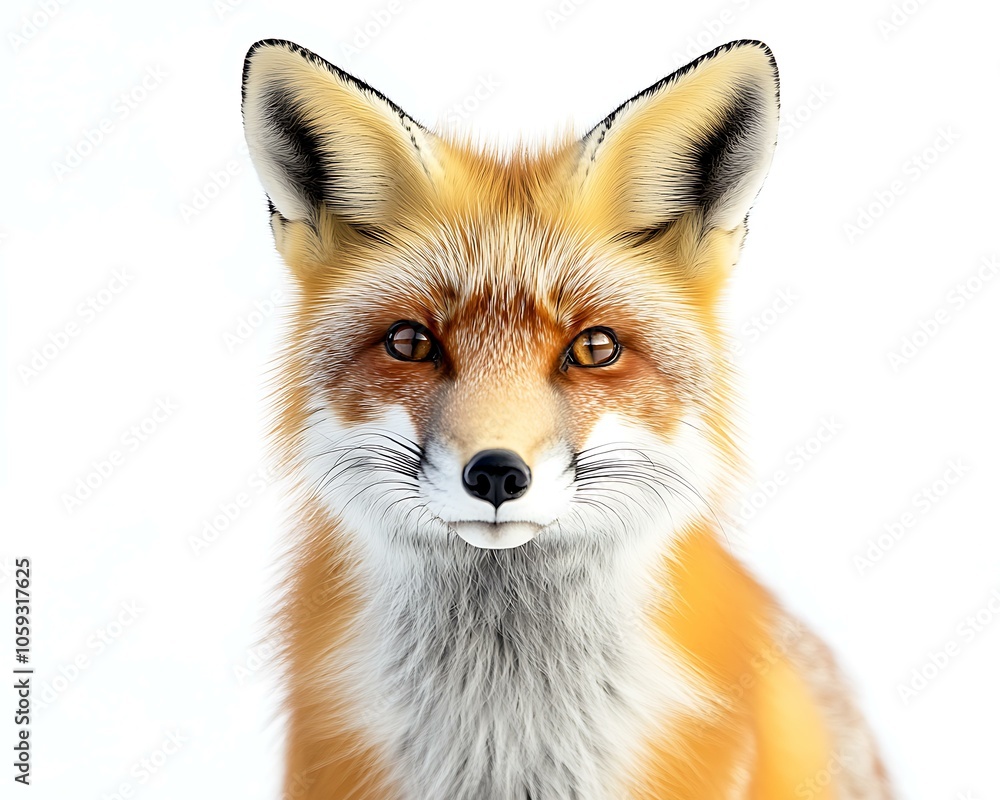 Realistic Playful Red Fox with Intelligent Expression Realistic Playful Red Fox with Intelligent Expression