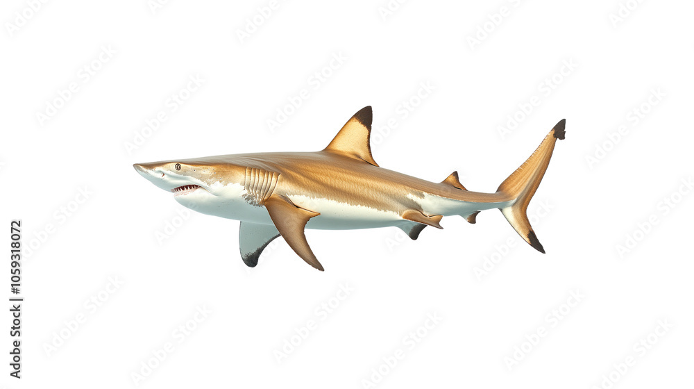 Large shark is swimming in the ocean Large shark is swimming in the ocean