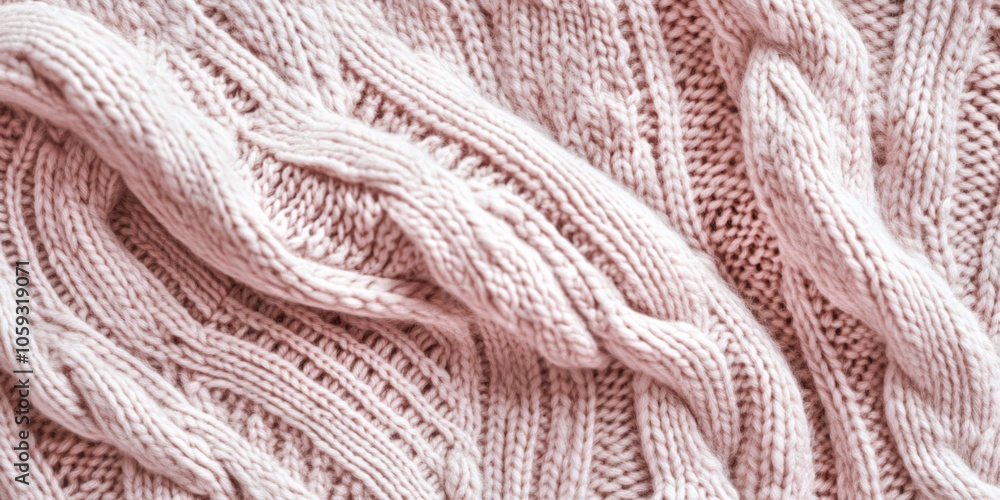 Crocheted fabric in pink and white, featuring a delicate texture from intricate knitting. Crocheted fabric in pink and white, featuring a delicate texture from intricate knitting.