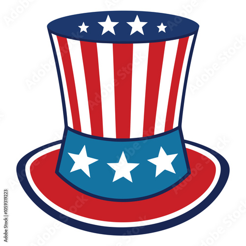 Uncle Sam Hat Decoration – Patriotic American Symbol on White Background.