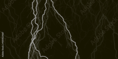 Lightning bolt. thunder lighting on black sky. 3d illustration, lightning, storm, thunder set. Frame of lightnings on black background 8k. black marble background.
