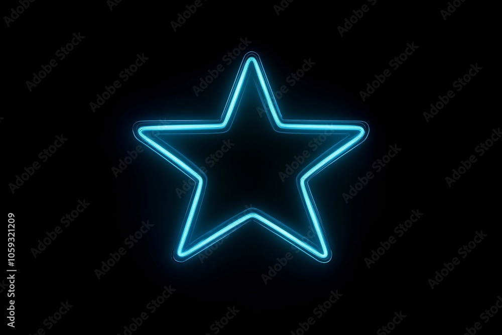 Obraz premium Glowing Blue Neon Star Shape - Minimalist Digital Art
