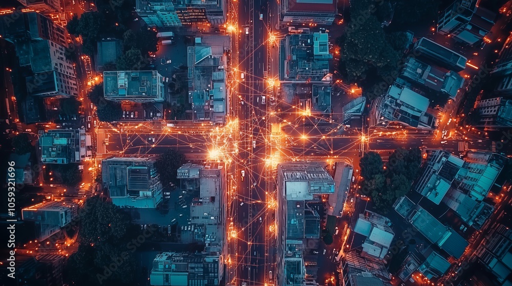 Fototapeta premium Aerial View of Synchronized Distribution Network
