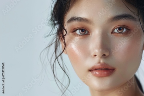 Asian woman with clean skin beauty and spa portrait