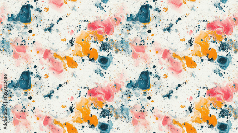Obraz premium Colorful marble ink paper textures in a seamless pattern on white background chaotic abstract organic design