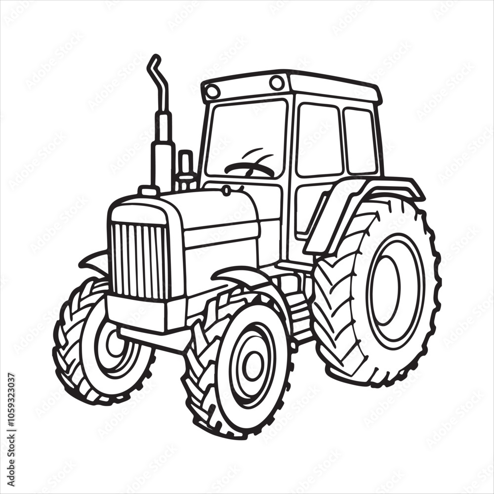 Fototapeta premium Tractor line art vector illustration