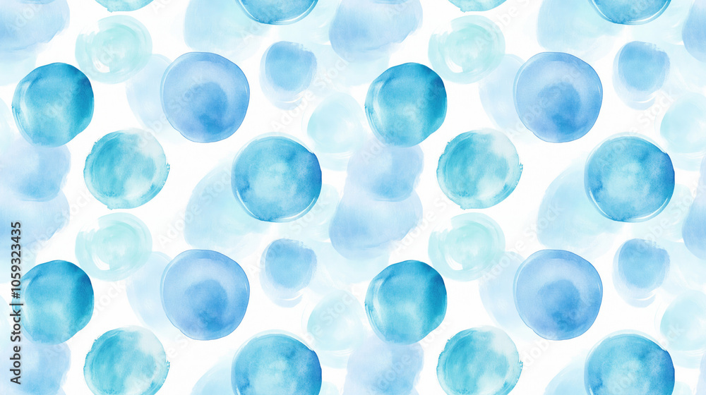 Seamless abstract pattern featuring soft cyan and pastel blue circles watercolor brush strokes for summer themed design retro trendy inspiration Seamless abstract pattern featuring soft cyan and pastel blue circles watercolor brush strokes for summer themed design retro trendy inspiration