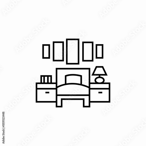 bedroom furniture icon sign vector