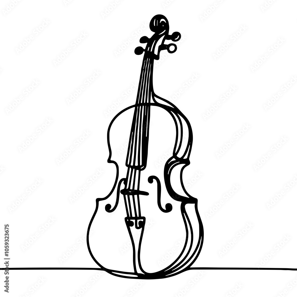 Fototapeta premium Cello icon, black and white PNG for orchestral and classical music themes