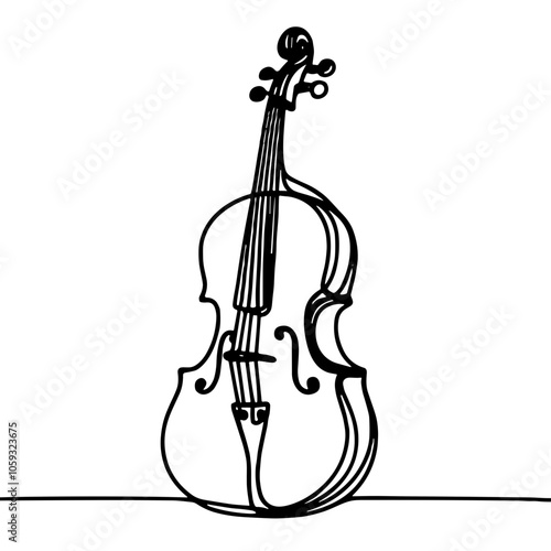 Cello icon, black and white PNG for orchestral and classical music themes