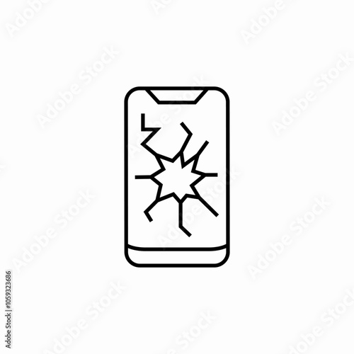 broken screen phone icon sign vector