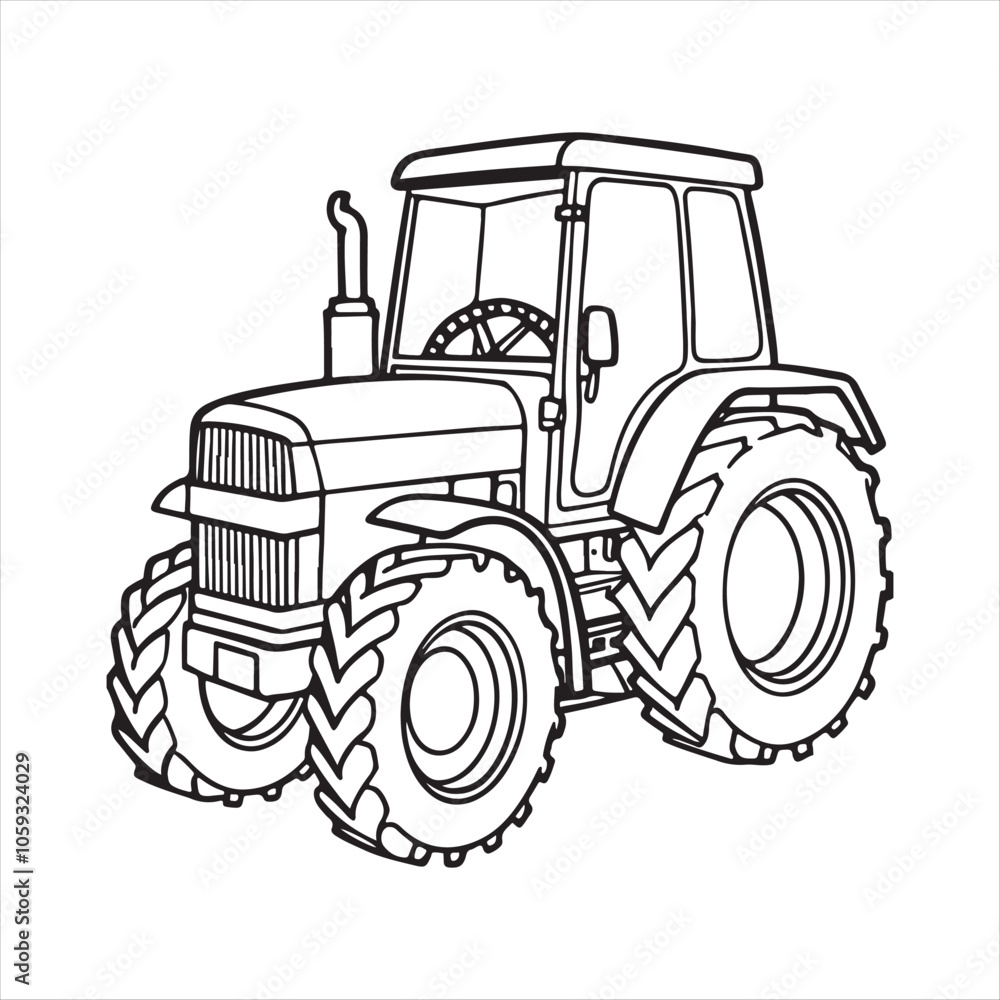 Fototapeta premium Tractor line art vector illustration