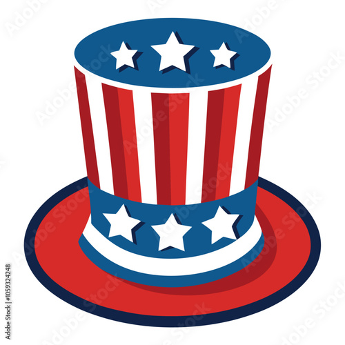 Uncle Sam Hat Decoration – Patriotic American Symbol on White Background.