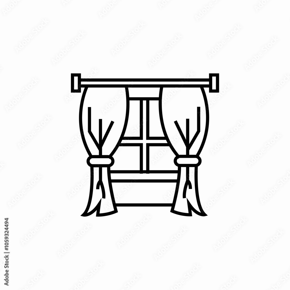 curtains window icon sign vector curtains window icon sign vector