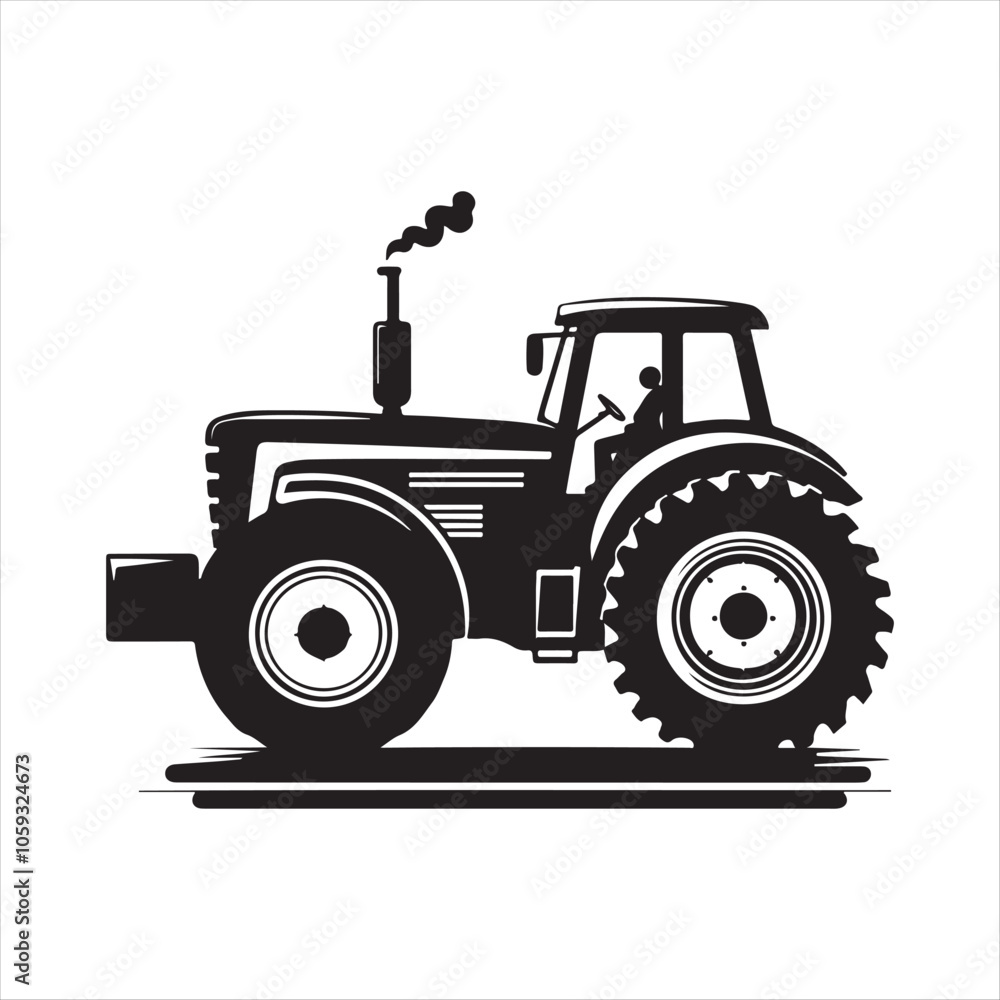 Obraz premium Tractor silhouette vector art illustration
