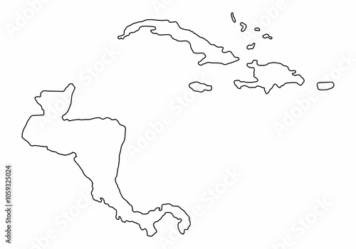 Obraz na płótnie Central America outline map w salonie