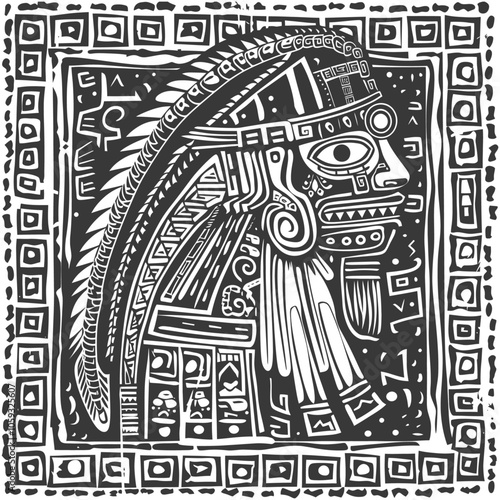 Abstract Tribal Mask with Geometric Patterns