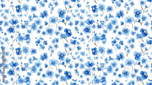Wallpaper Mural Seamless watercolor heart pattern featuring delicate Forget me not flowers ideal for romantic invitations and decorative elements Torontodigital.ca