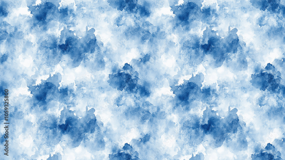 Fototapeta premium Light sky blue textured watercolor pattern on wet white paper ideal for backgrounds or personalized designs