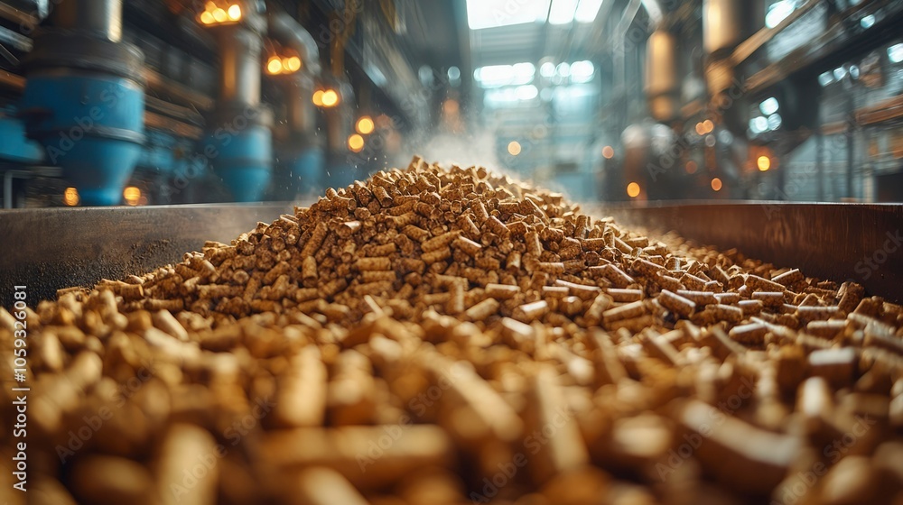 Close-up of a Large Pile of Wood Pellets in a Factory Setting Close-up of a Large Pile of Wood Pellets in a Factory Setting