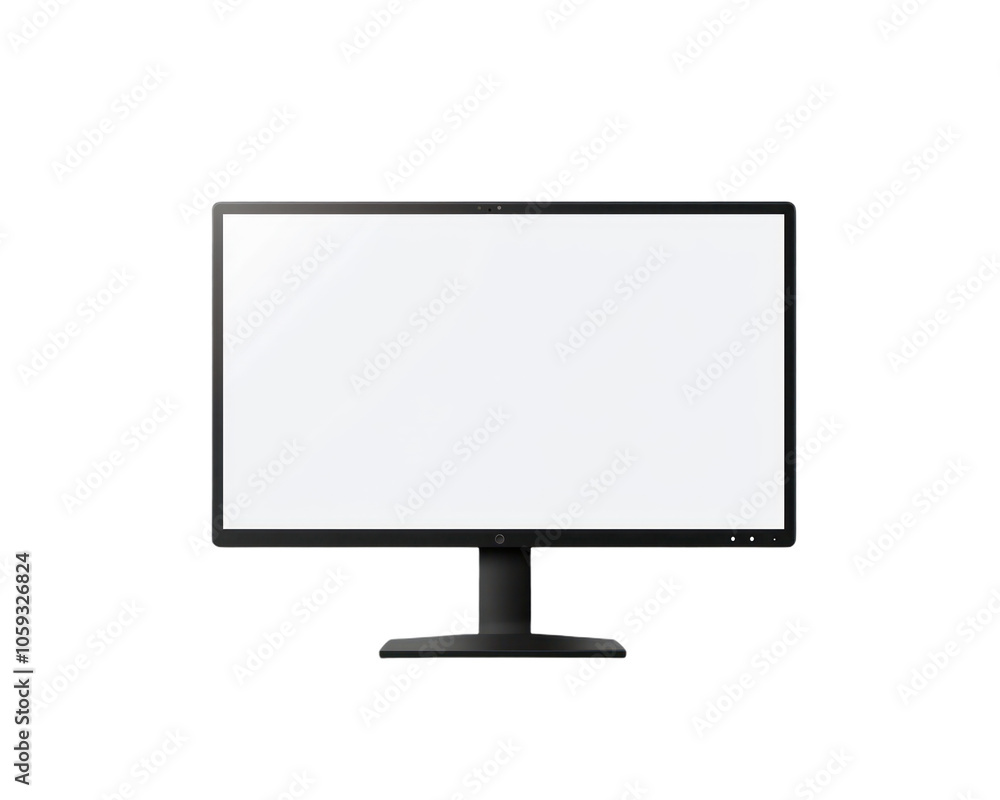Black computer monitor with a white background. on Isolated transparent background Black computer monitor with a white background. on Isolated transparent background
