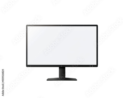 Black computer monitor with a white background. on Isolated transparent background