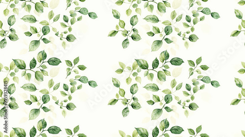Watercolor seamless pattern featuring a delicate frame crafted from lush green leaves ideal for nature inspired designs