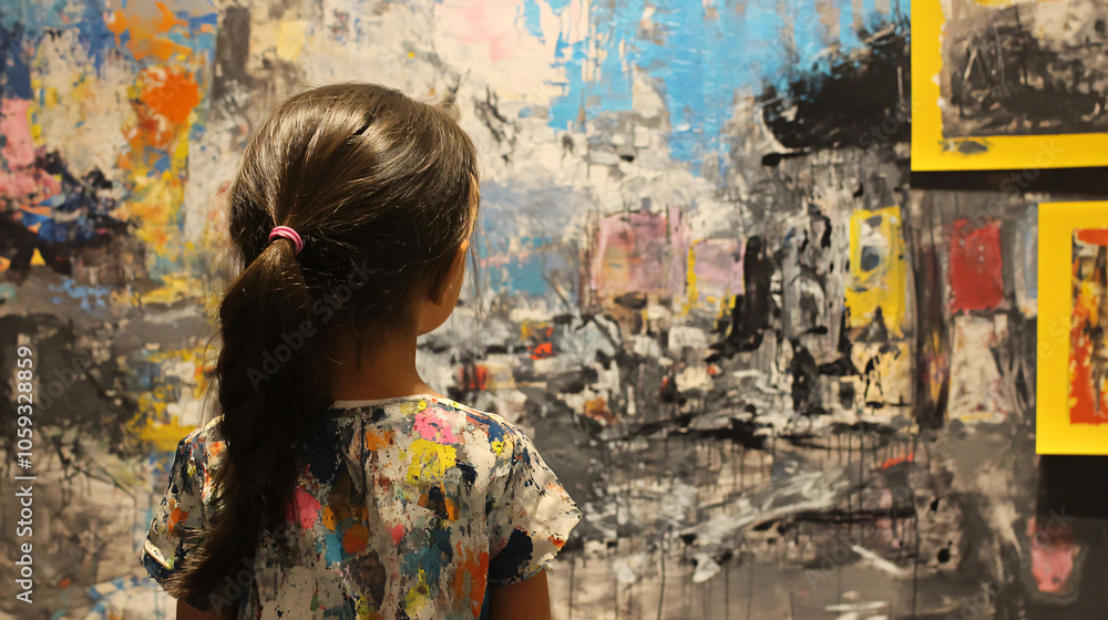 Obraz premium An exhibition showcasing art created by children in war-torn regions.