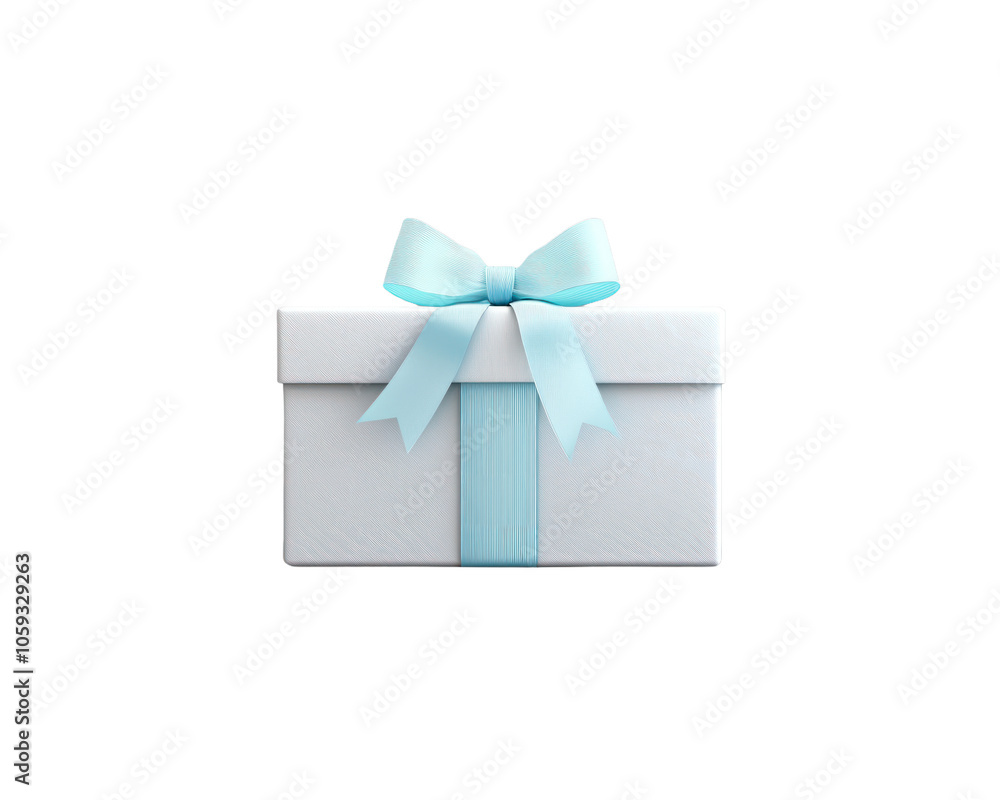 Gift box with a blue ribbon tied around it. on Isolated transparent background Gift box with a blue ribbon tied around it. on Isolated transparent background