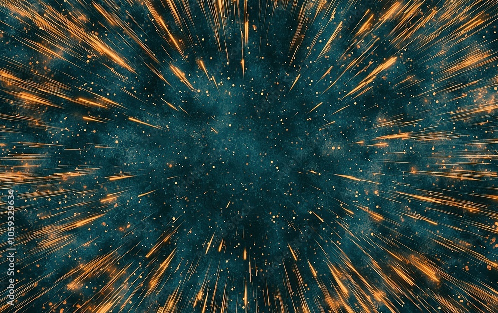 Cosmic explosion of sparks and stars illuminating a dark night sky in a ...