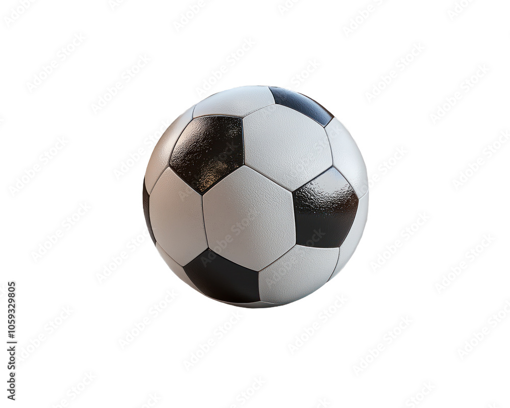 Soccer ball with black and white stripes. on Isolated transparent background Soccer ball with black and white stripes. on Isolated transparent background