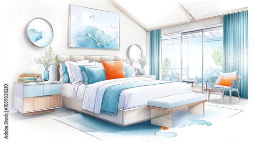 Elegant master bedroom featuring custom artwork, unique mementos, and personal accessories for a truly individual space