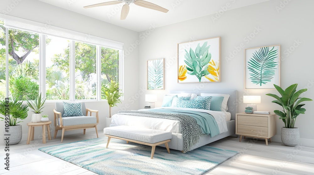 Elegant master suite with inviting seating area, modern chairs, and calming decor for a functional, relaxing space Elegant master suite with inviting seating area, modern chairs, and calming decor for a functional, relaxing space