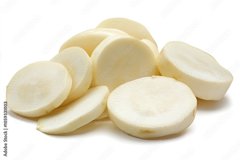 Daikon radishes isolated on white background with generative ai Daikon radishes isolated on white background with generative ai