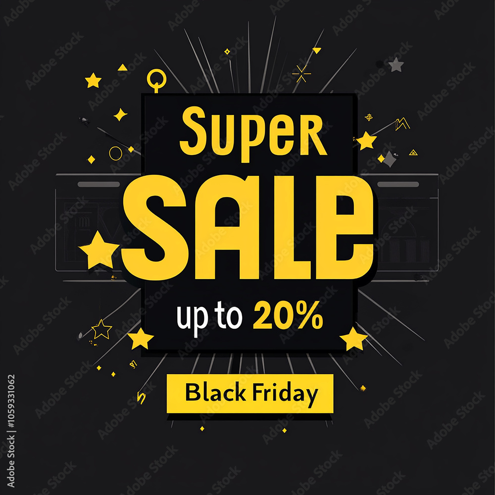Black background with text Super sale up to 20% off Black Friday Black background with text Super sale up to 20% off Black Friday
