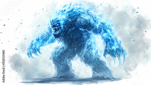 God of the earth or the giant golem of the Ice Golem. Illustration photo