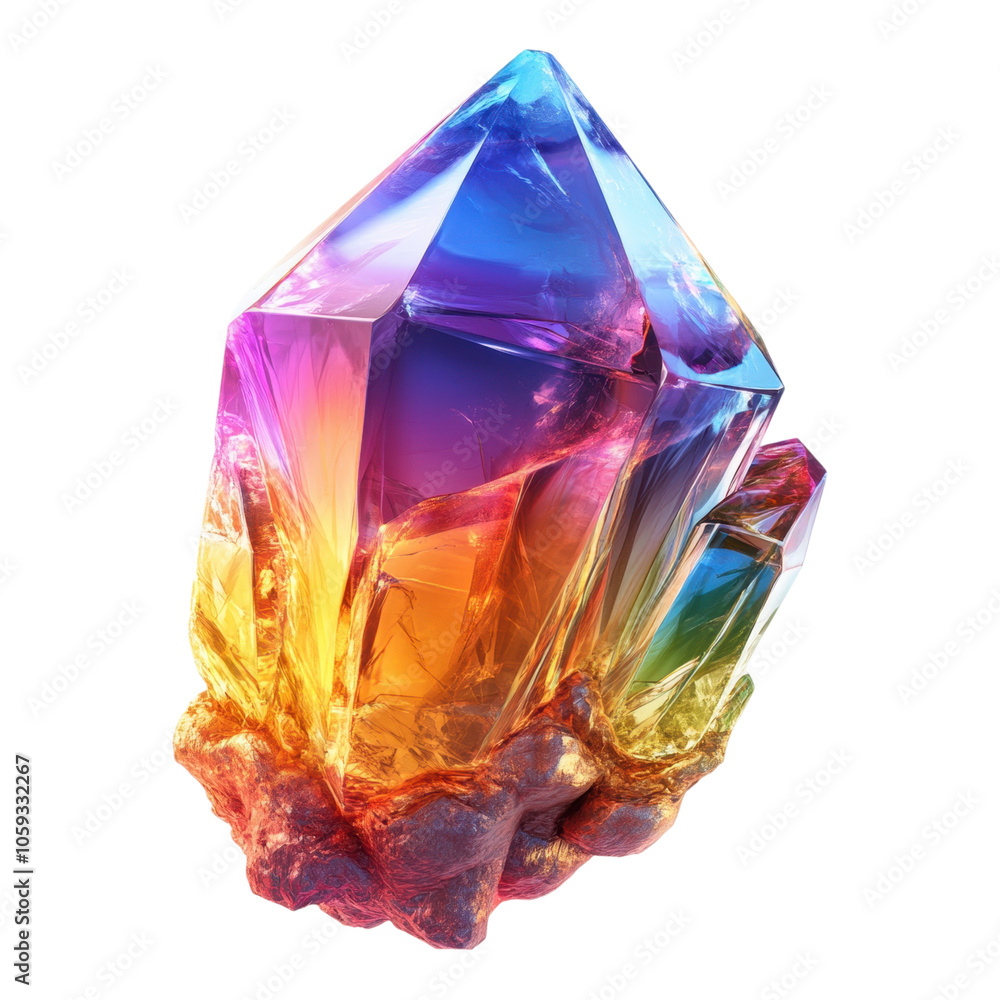 A colorful, iridescent crystal with sharp edges, reflecting light in vibrant hues of blue, purple, orange, and yellow against a black background. A colorful, iridescent crystal with sharp edges, reflecting light in vibrant hues of blue, purple, orange, and yellow against a black background.