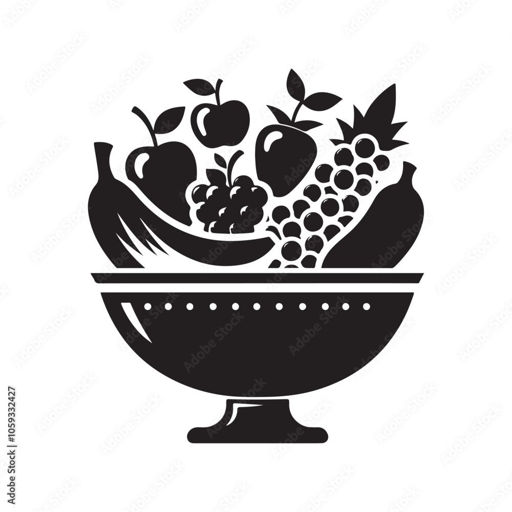 Bowl of Fruits Silhouette Illustration in Vector Format – High-Resolution for Designers Bowl of Fruits Silhouette Illustration in Vector Format – High-Resolution for Designers