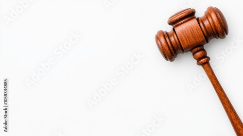 Wooden Gavel on White Background Justice Law Court Auction Decision