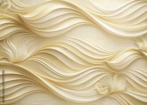 Flowing Abstract Cream Paper Background - Photorealistic Ornamental Art Design for Elegant Decor