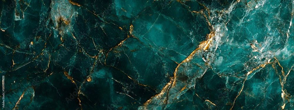 Closeup of polished abstract emerald green and silver marbled quartz crystal texture background, evoking elegance and tranquility Closeup of polished abstract emerald green and silver marbled quartz crystal texture background, evoking elegance and tranquility