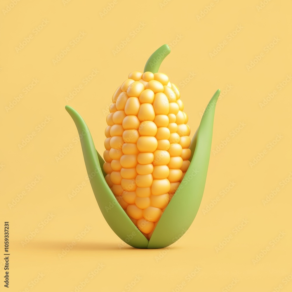 Obraz premium Vibrant Corn Cob in Captivating Yellow Background